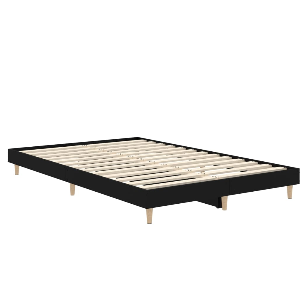 Bed Frame Black 120x190 cm Small Double Engineered Wood