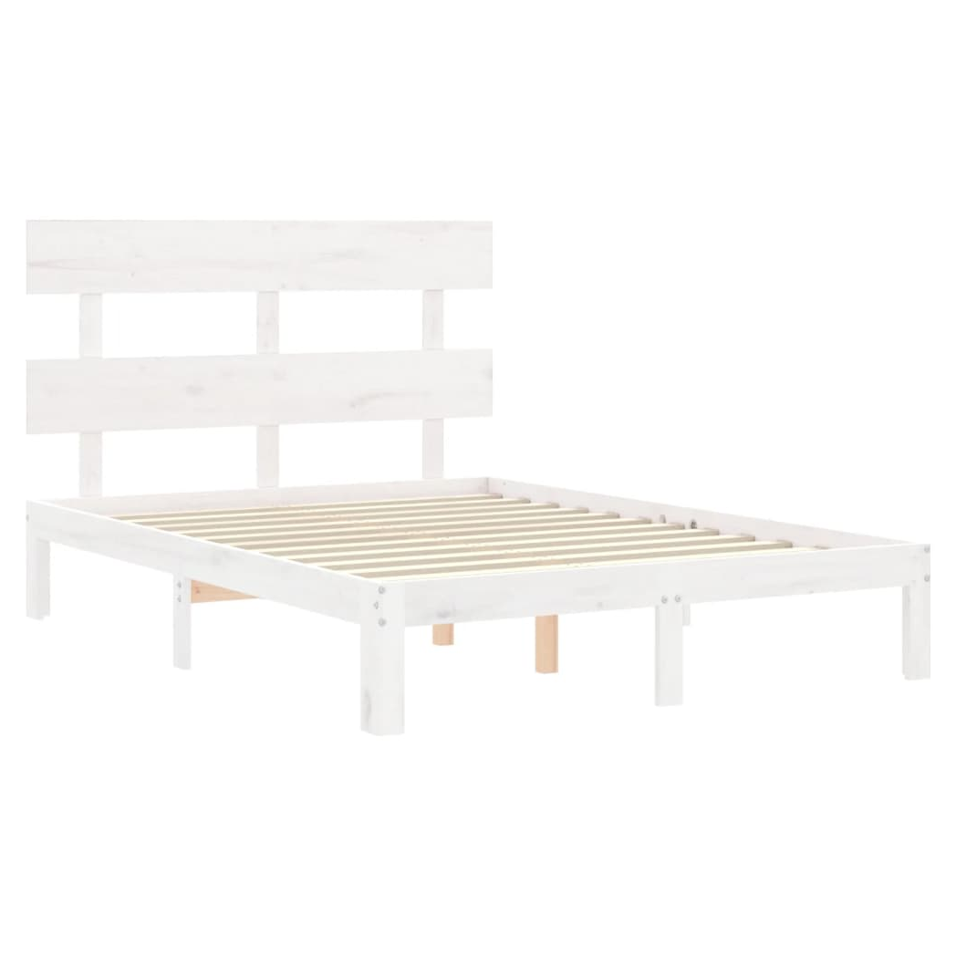 Bed Frame with Headboard White 120x200 cm Solid Wood