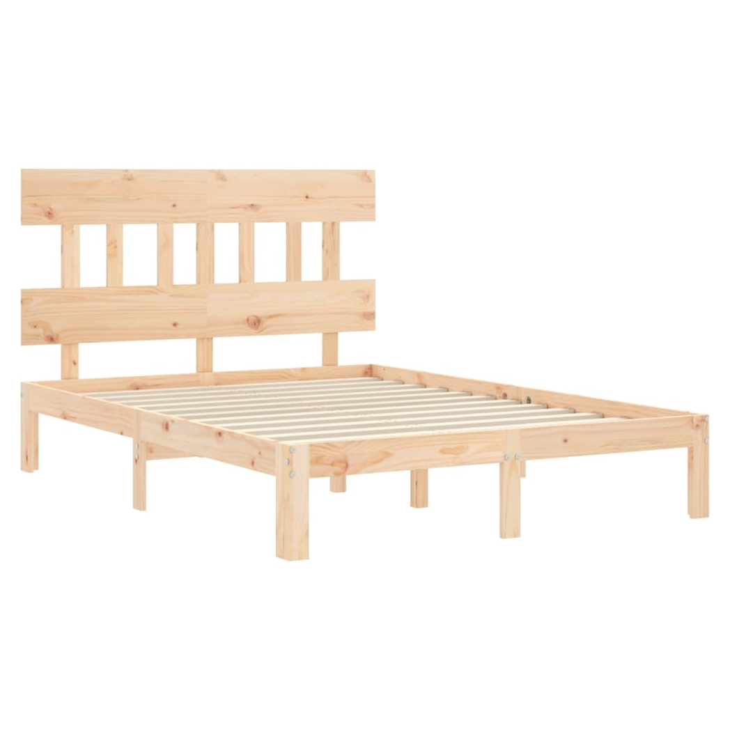 Bed Frame with Headboard Double Solid Wood