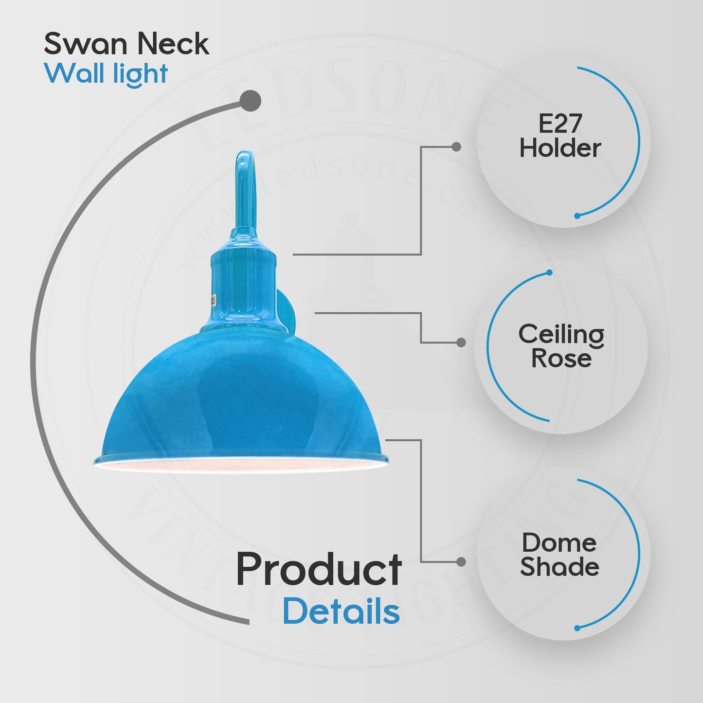 Modern Industrial 2 Pack Swan Neck Metal Arm E27 Sconce Wall Light Set Fixture for Living Room Dining Room Kitchen.