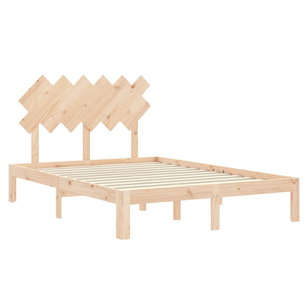Bed Frame with Headboard Double Solid Wood