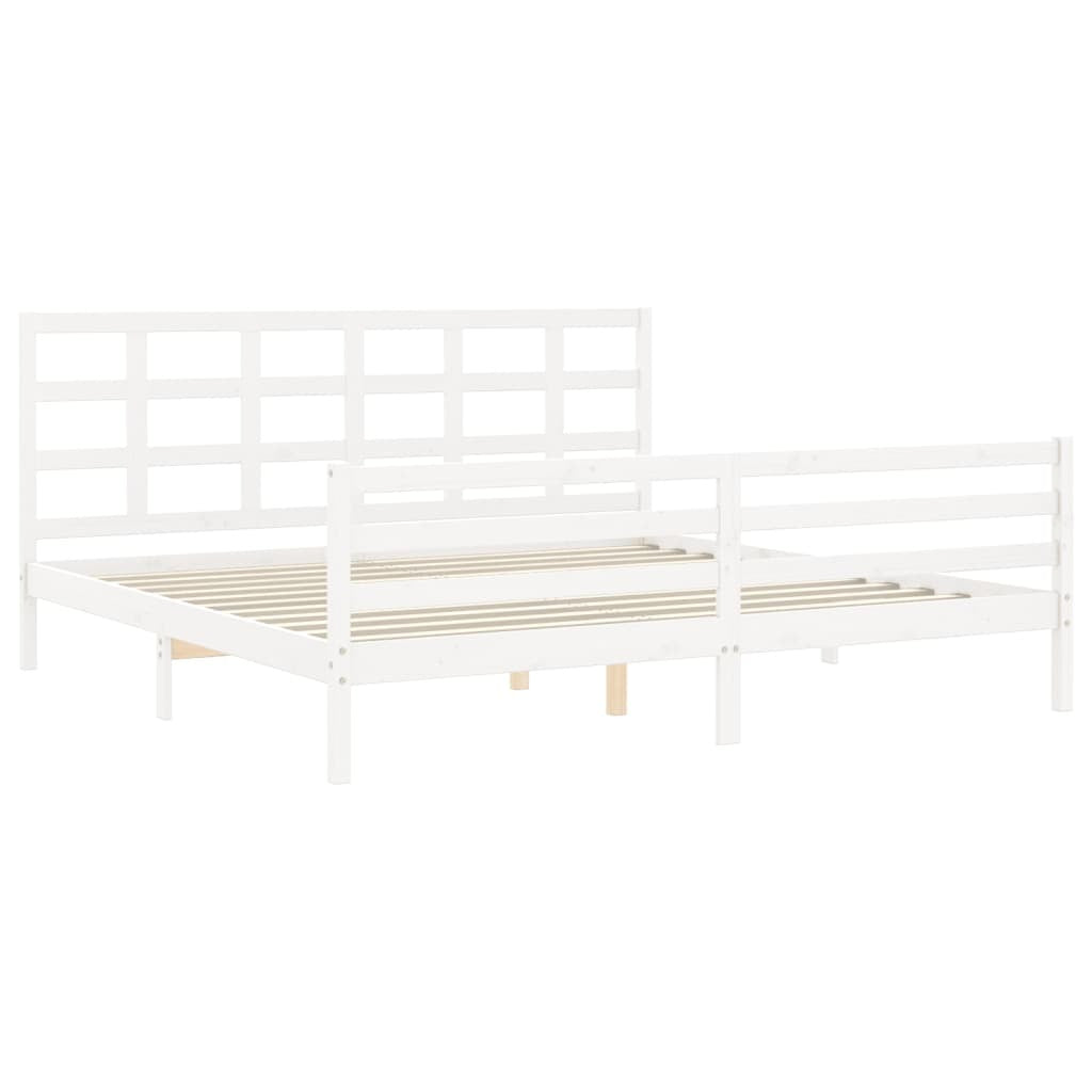 Bed Frame with Headboard White 200x200 cm Solid Wood