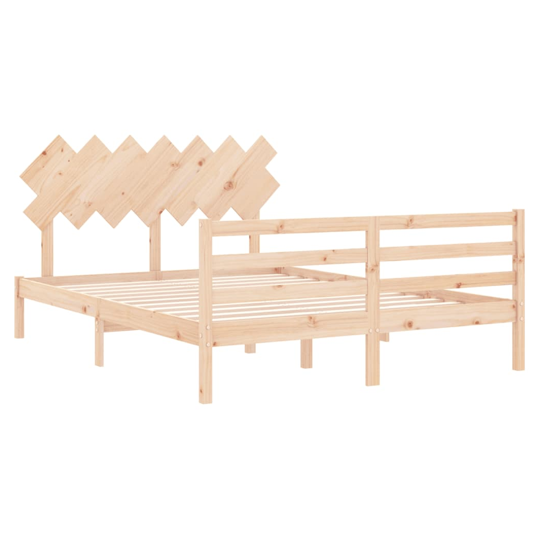 Bed Frame with Headboard 140x200 cm Solid Wood