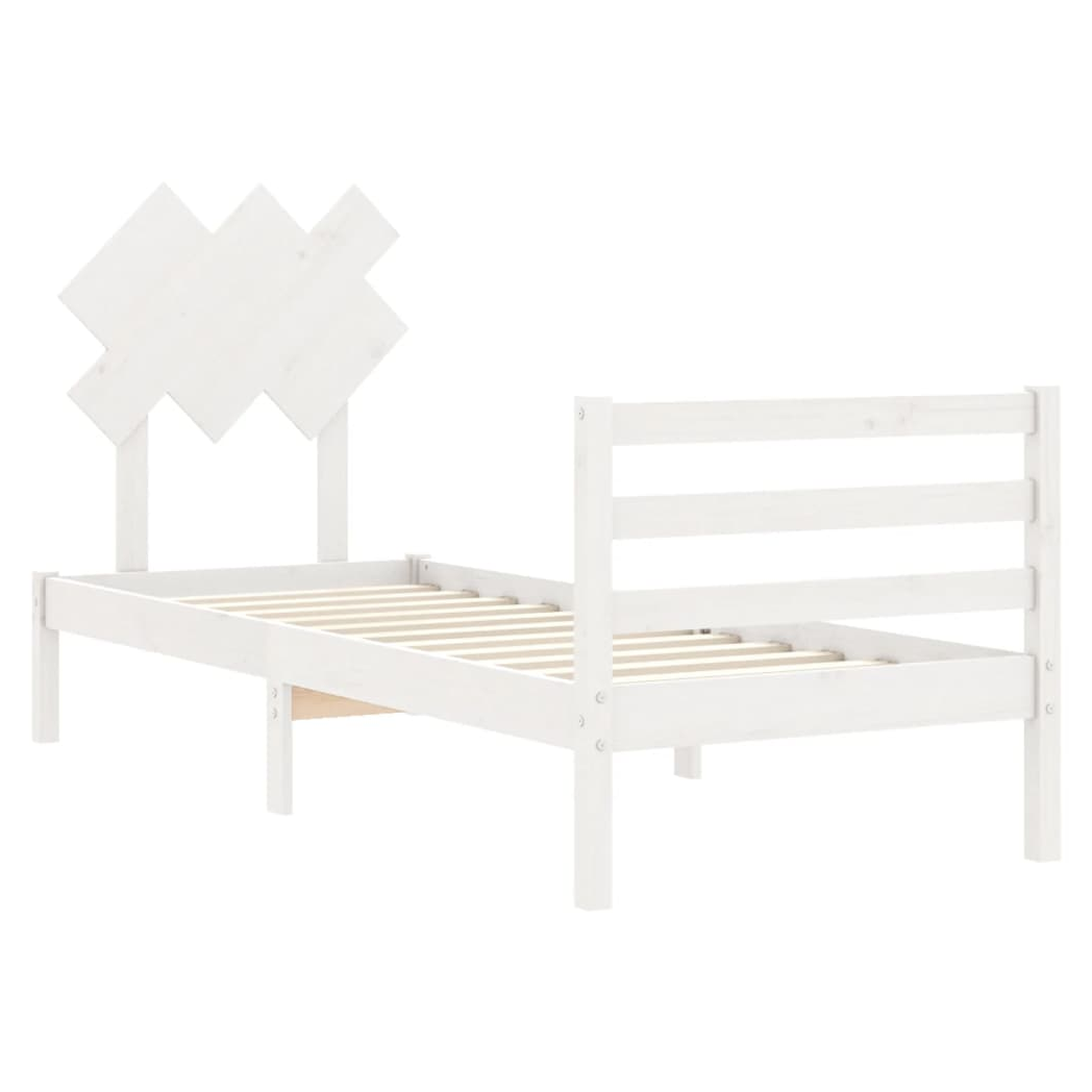 Bed Frame with Headboard White 90x200 cm Solid Wood