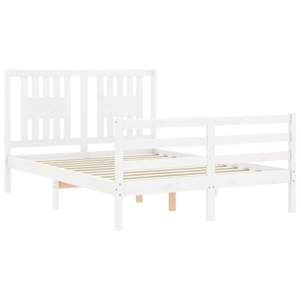 Bed Frame with Headboard White 120x200 cm Solid Wood