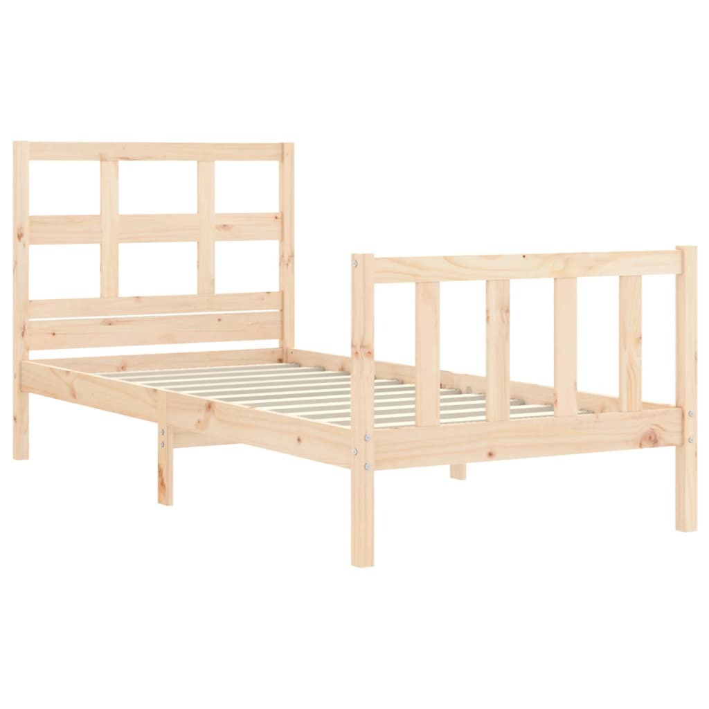 Bed Frame with Headboard 90x200 cm Solid Wood