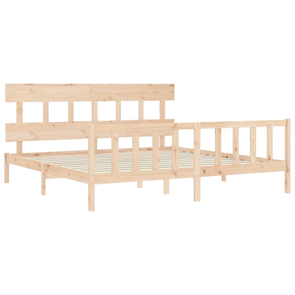 Bed Frame with Headboard Super King Size Solid Wood