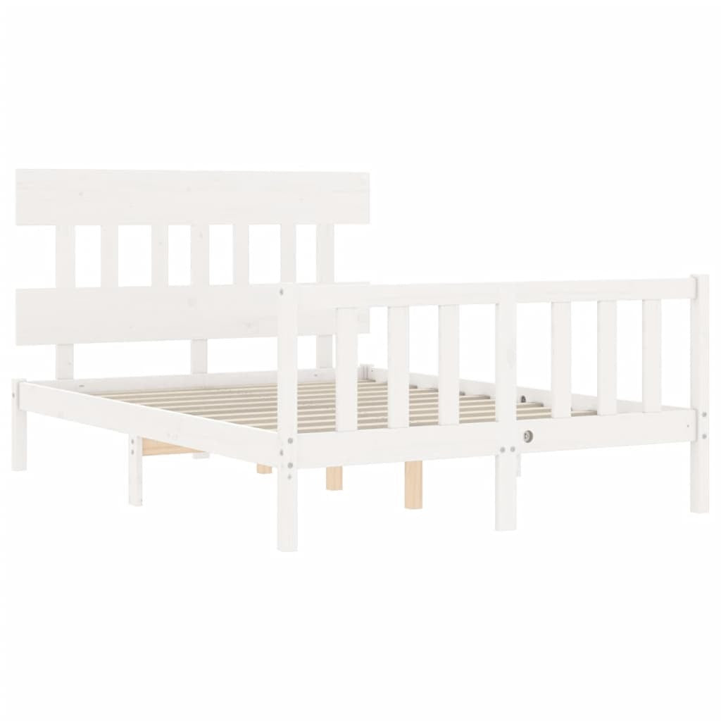 Bed Frame with Headboard White 140x200 cm Solid Wood