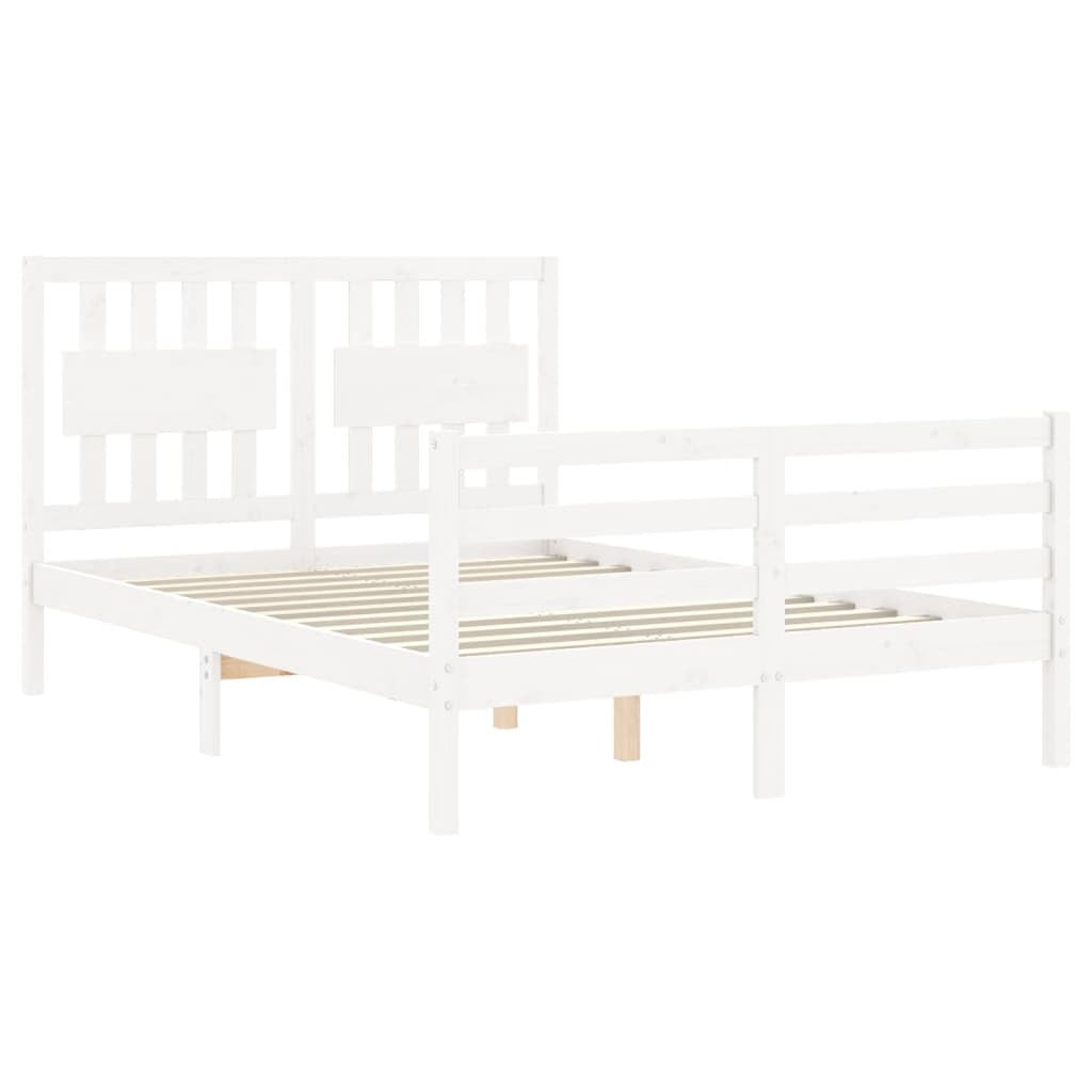 Bed Frame with Headboard White 140x200 cm Solid Wood