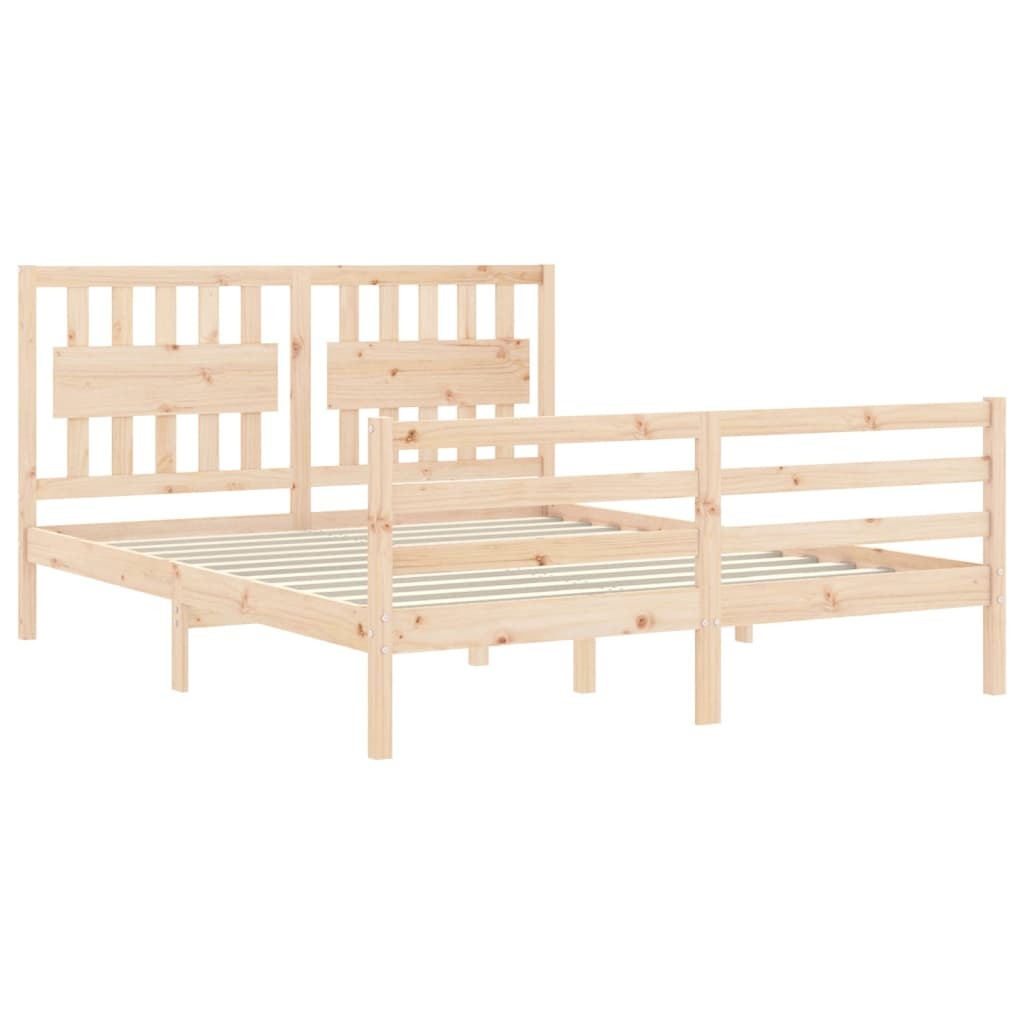 Bed Frame with Headboard 160x200 cm Solid Wood
