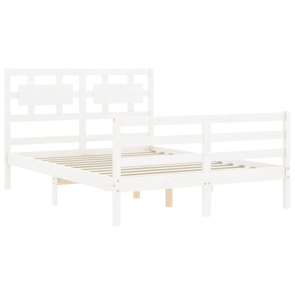Bed Frame with Headboard White 120x200 cm Solid Wood