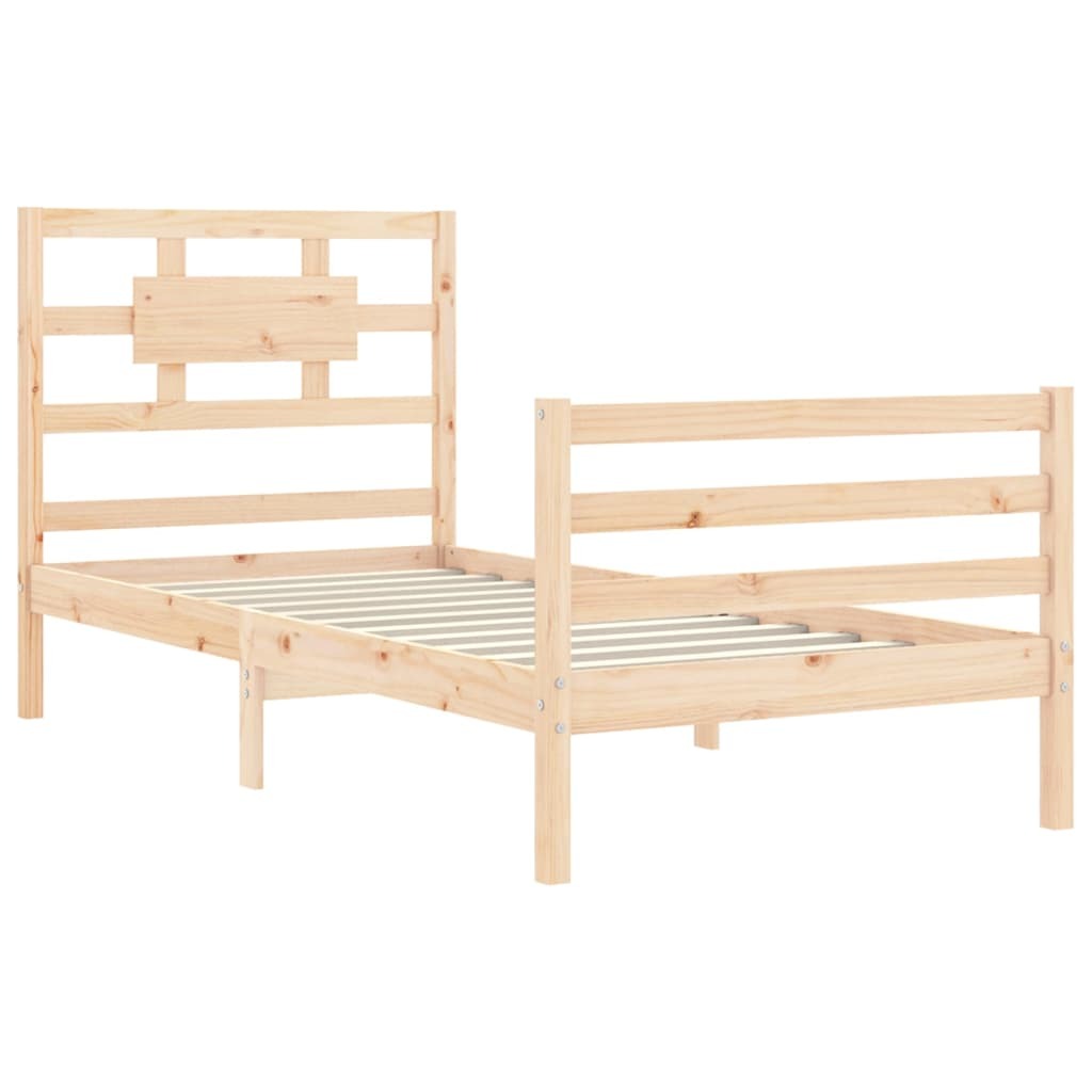 Bed Frame with Headboard 90x200 cm Solid Wood