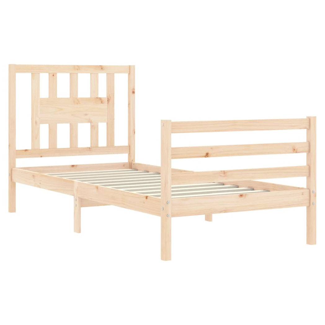 Bed Frame with Headboard 90x200 cm Solid Wood