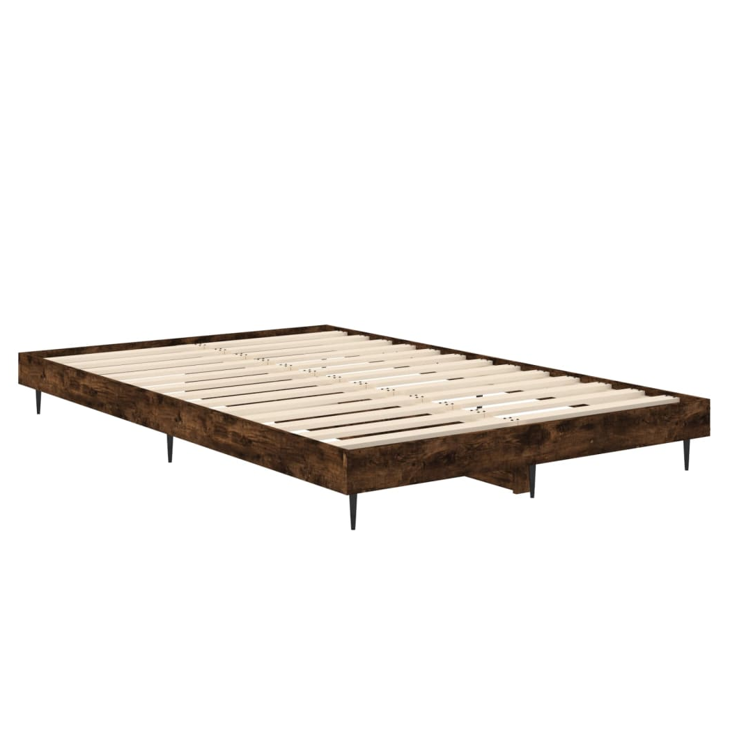 Bed Frame Smoked Oak 120x190 cm Small Double Engineered Wood