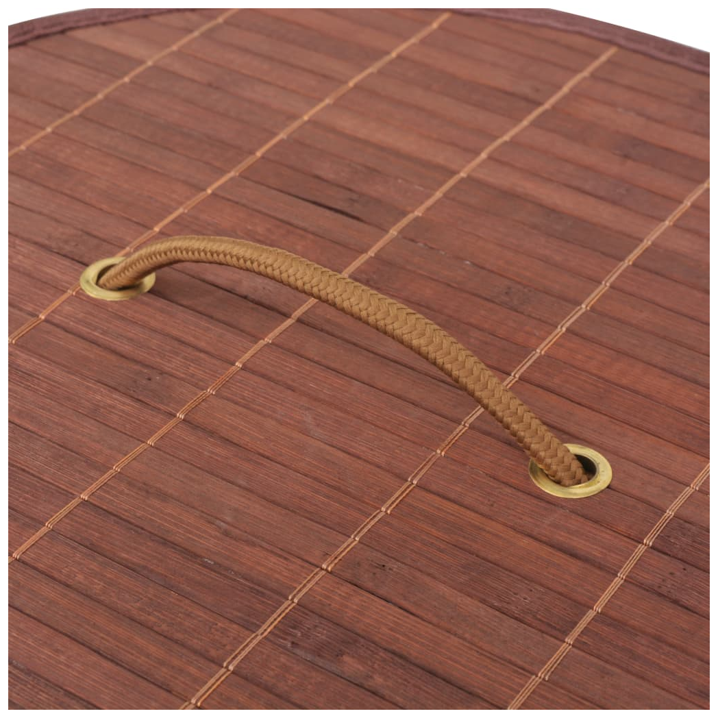 Bamboo Laundry Bin Round Brown