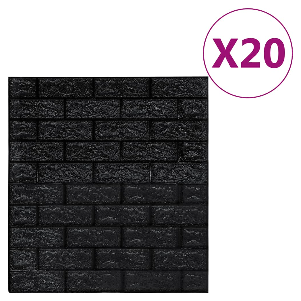 3D Wallpaper Bricks Self-adhesive 20 pcs Black
