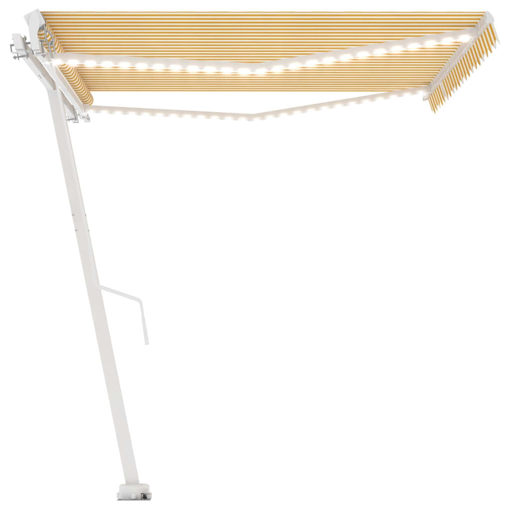 Manual Retractable Awning with LED 450x300 cm Yellow and White