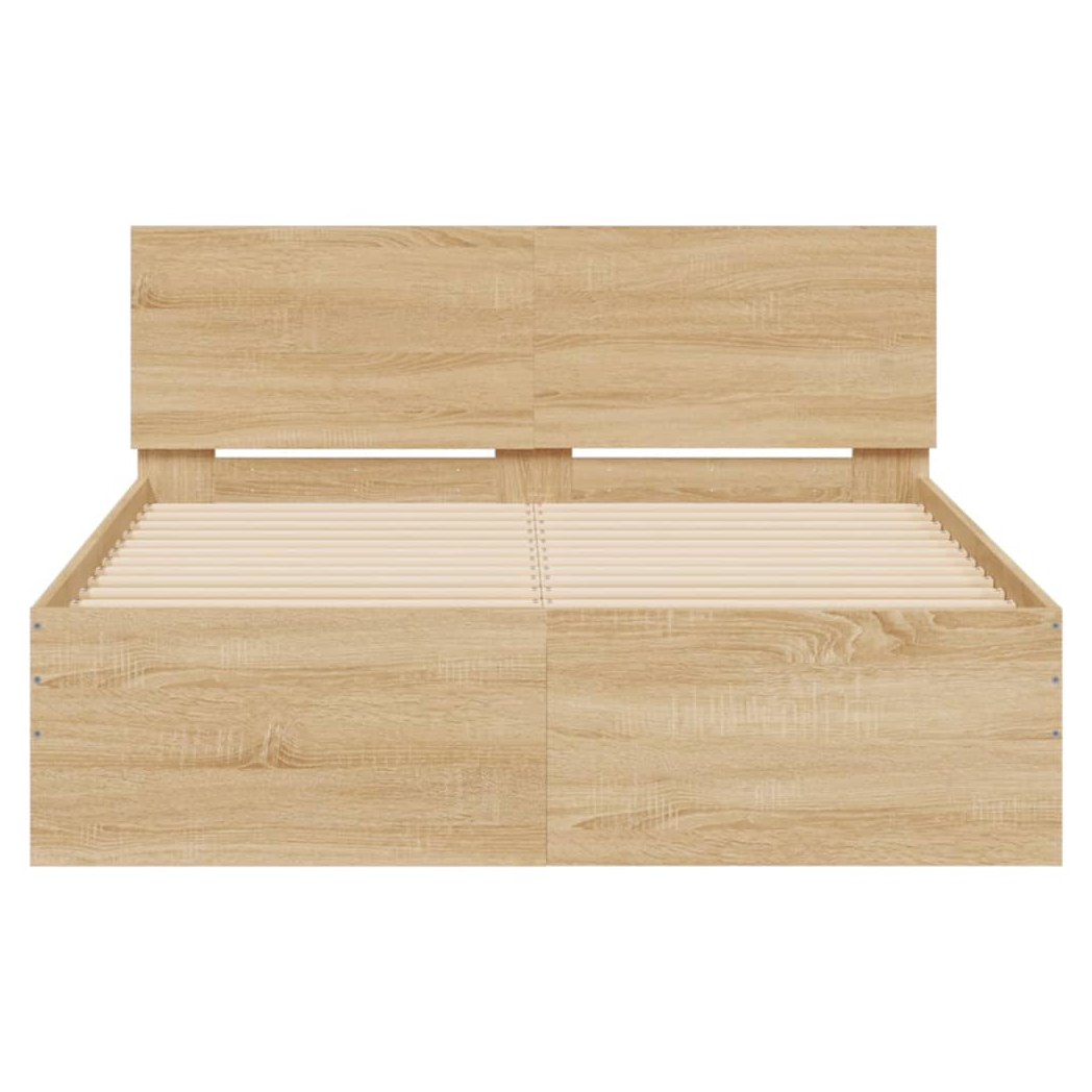 Bed Frame with Headboard Sonoma Oak 135x190 cm Double