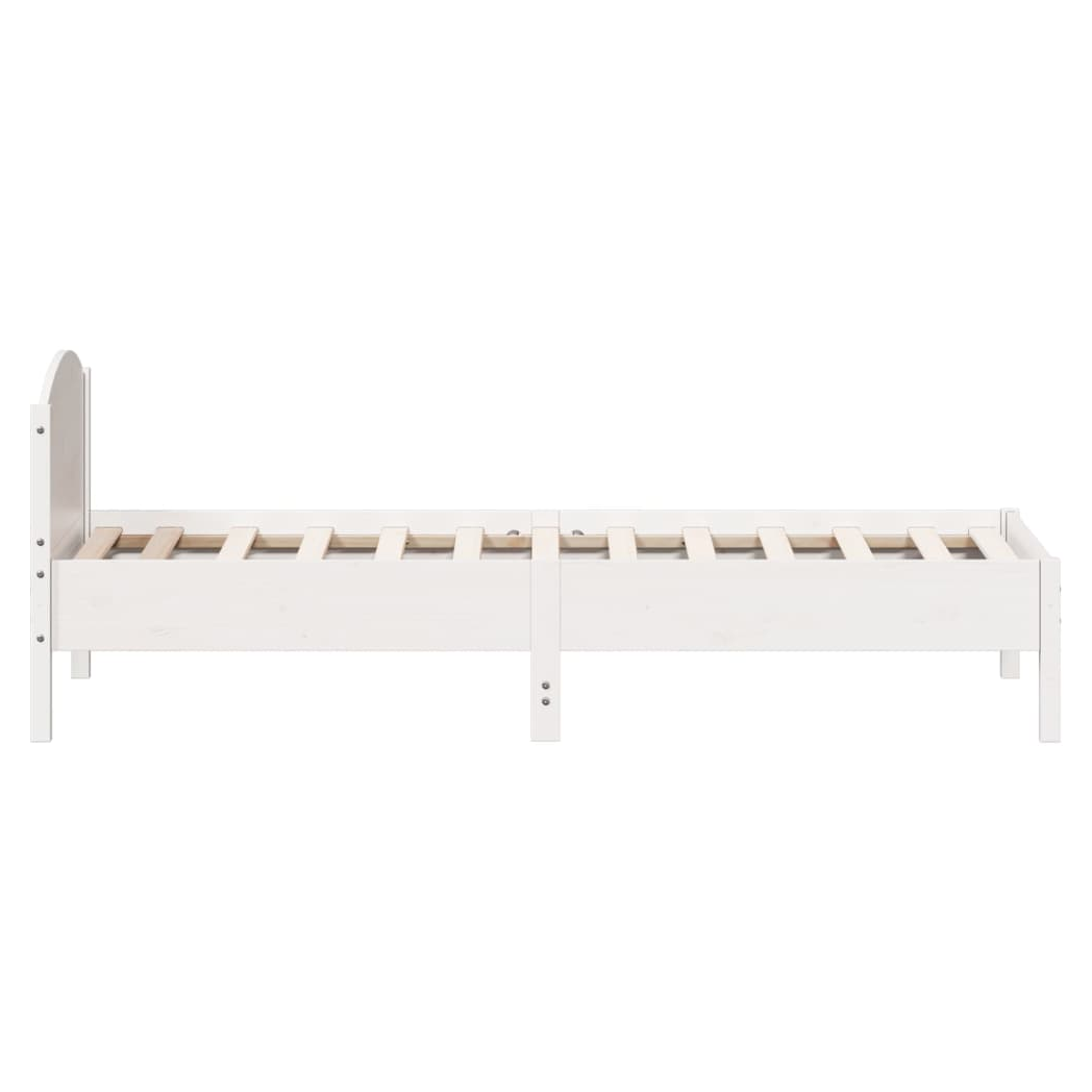 Bed Frame with Headboard White 90x200 cm Solid Wood Pine