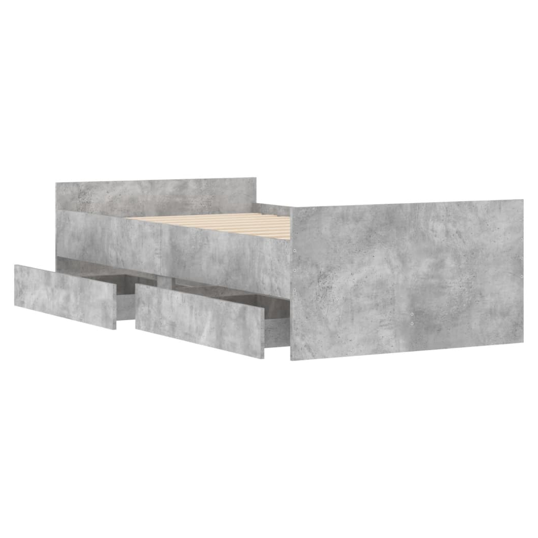 Bed Frame with Drawers Concrete Grey 75x190 cm Small Single