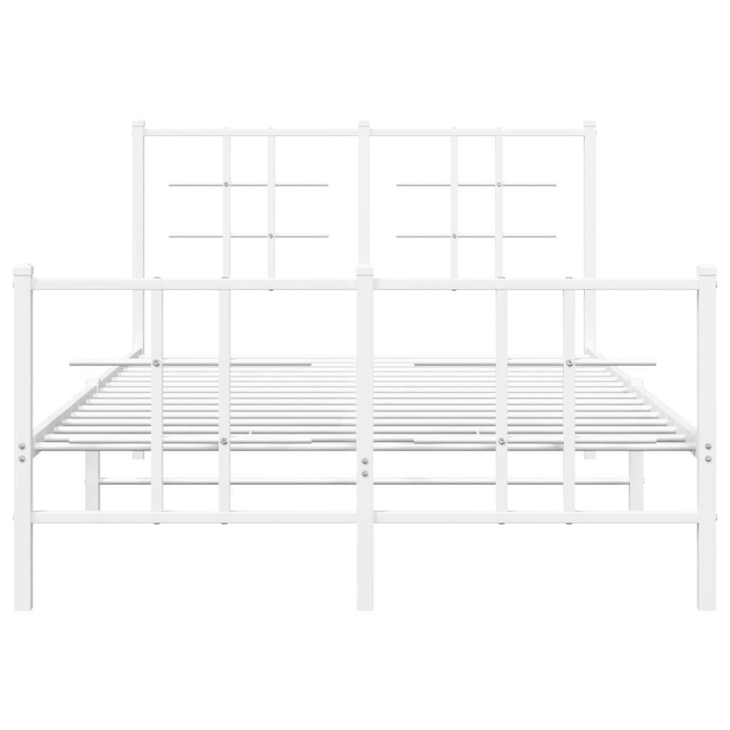 Metal Bed Frame with Headboard and Footboard White 120x200 cm