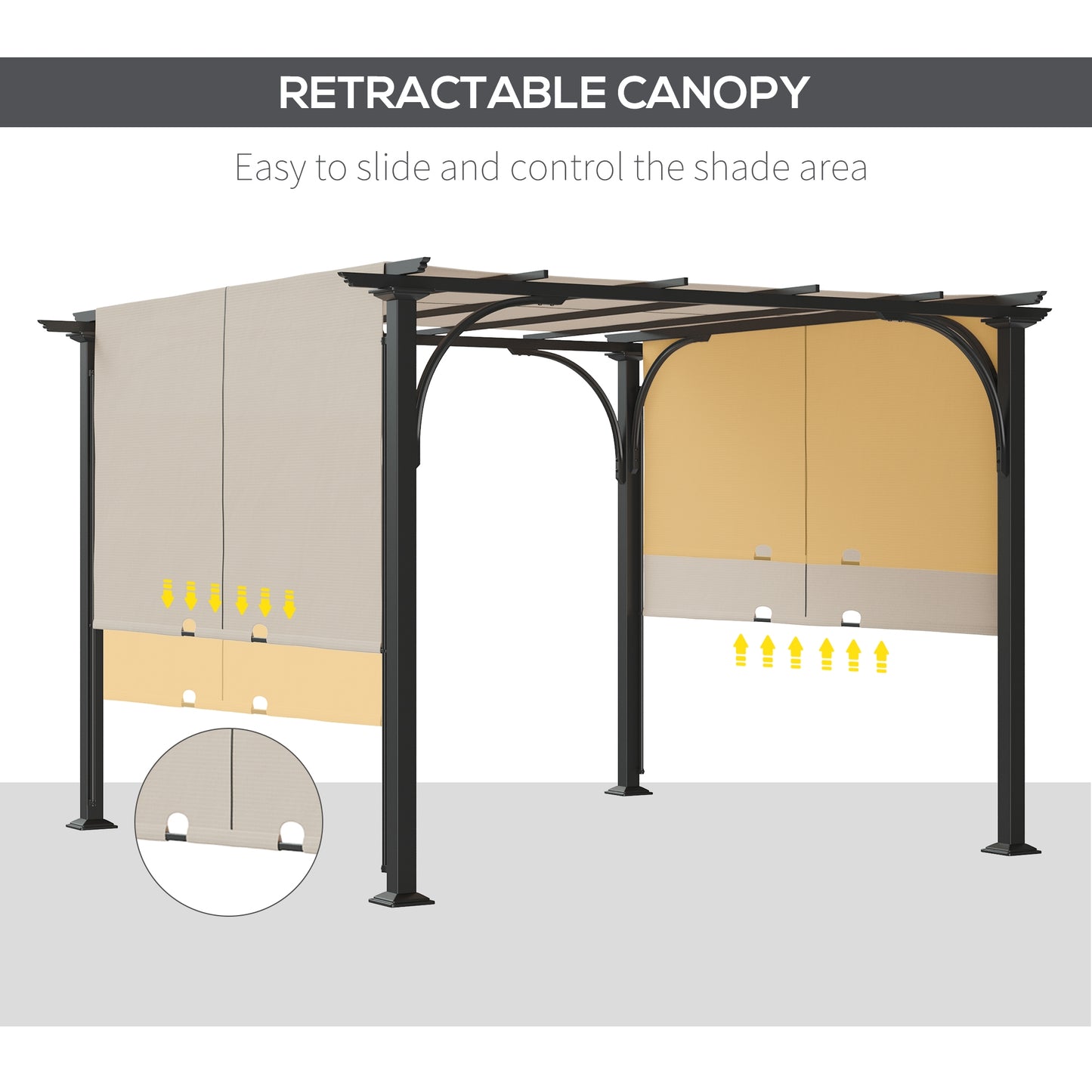 Outdoor Retractable Pergola Garden Sun Shade Patio Canopy Shelter
