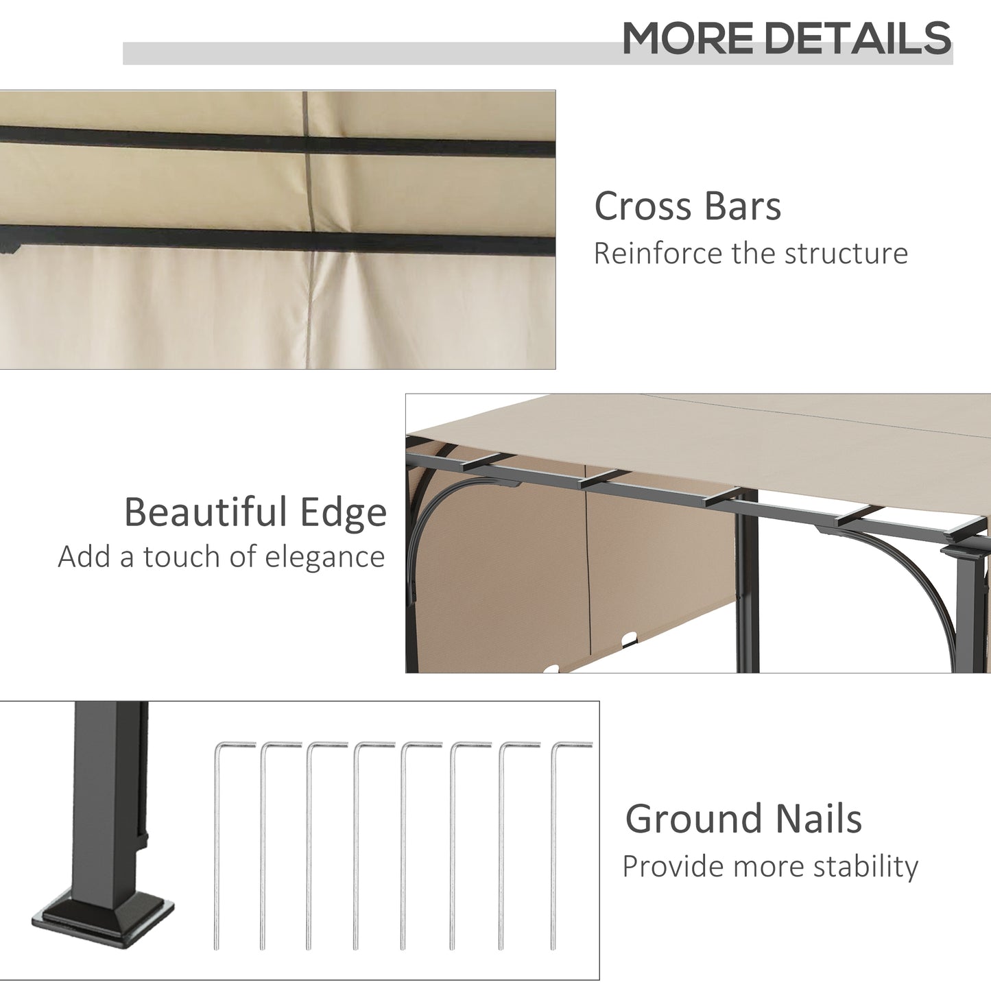 Outdoor Retractable Pergola Garden Sun Shade Patio Canopy Shelter