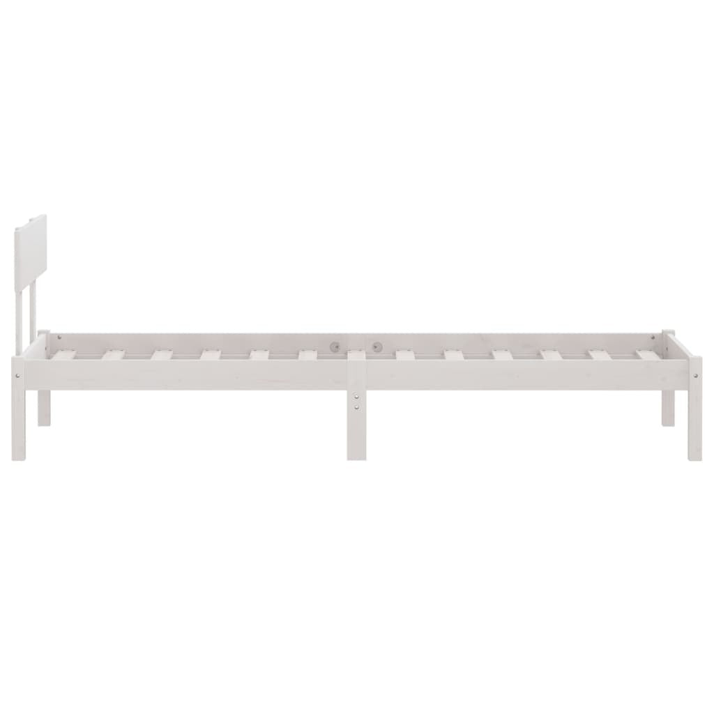 Bed Frame White Solid Wood Pine 100x200 cm