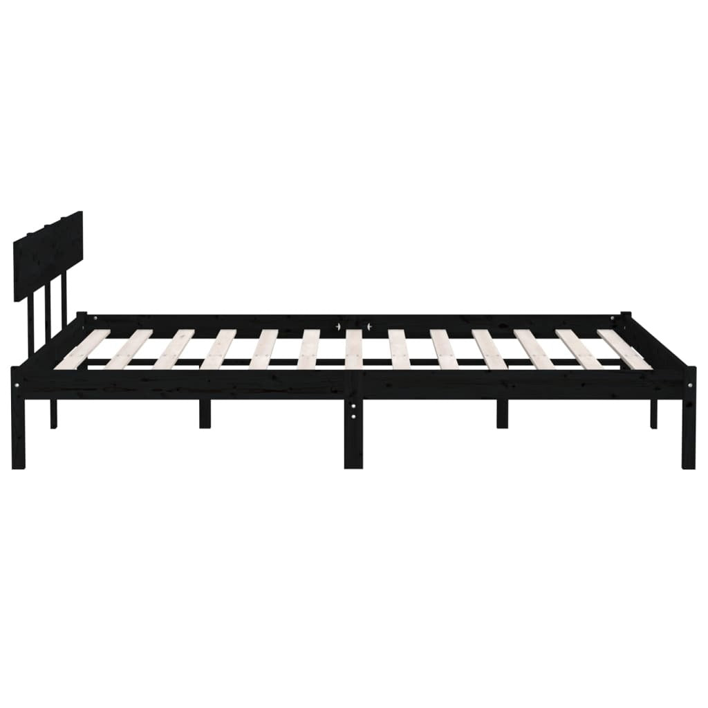 Bed Frame Black Solid Wood Pine 180x200 cm 6FT Super King