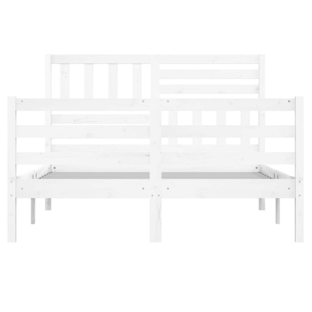 Bed Frame White Solid Wood 140x190 cm