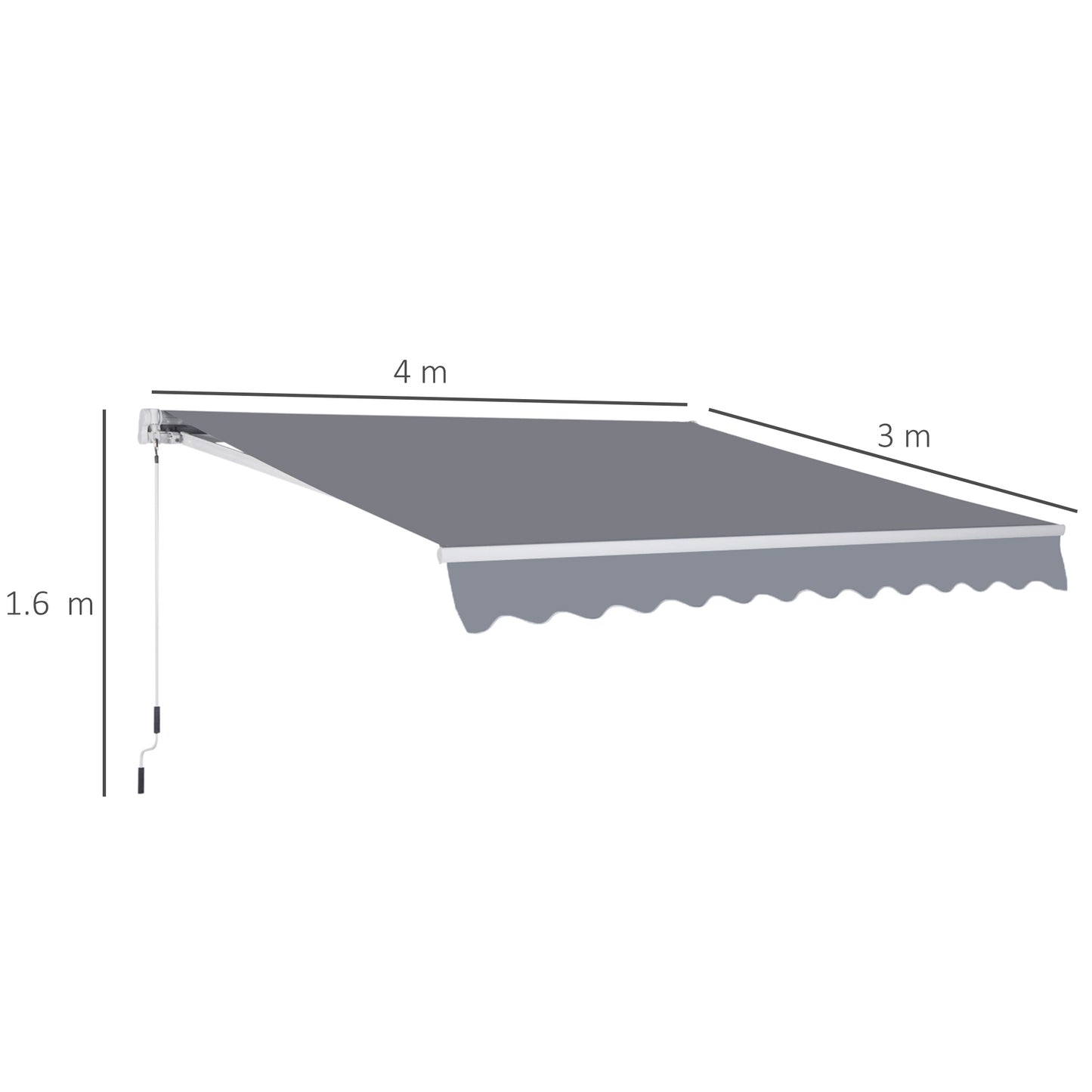 Manual Retractable Awning, size (4m x 3m)-Grey