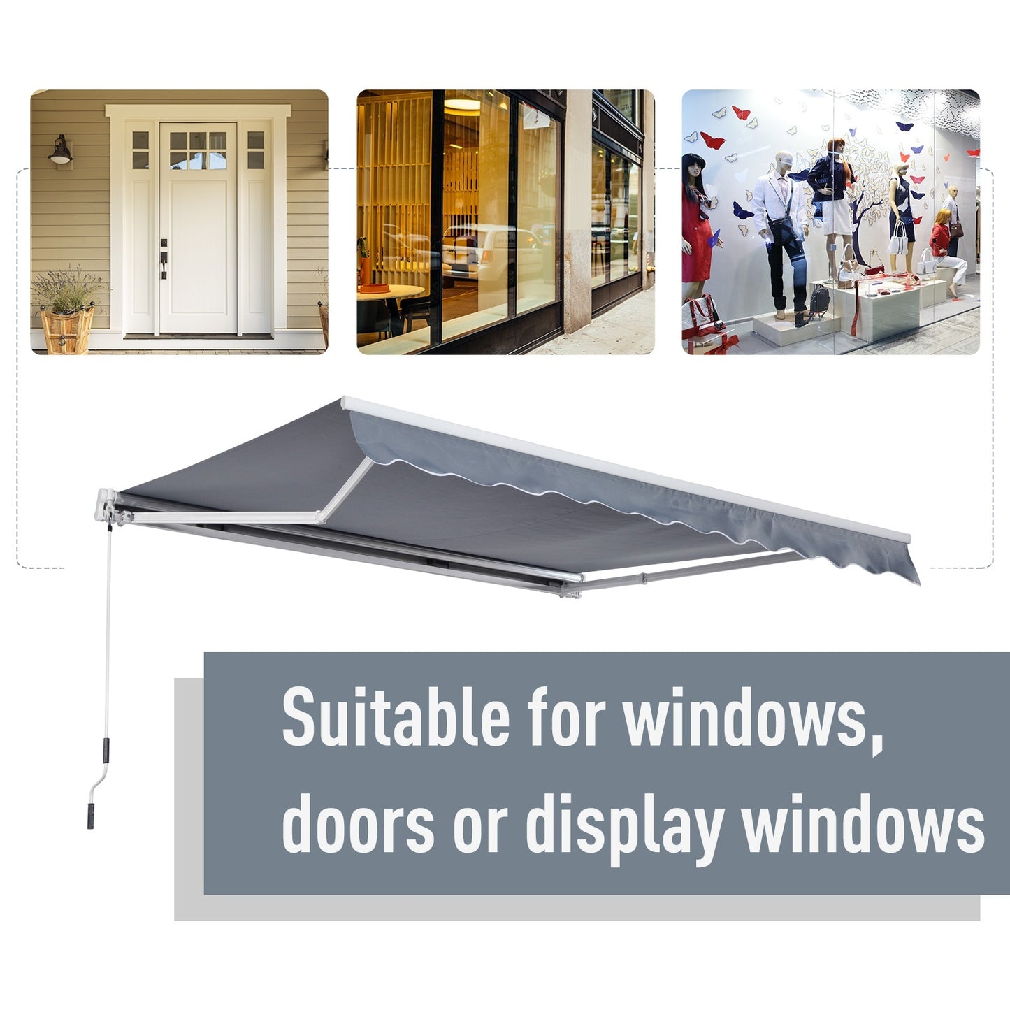 Manual Retractable Awning, size (4m x 3m)-Grey