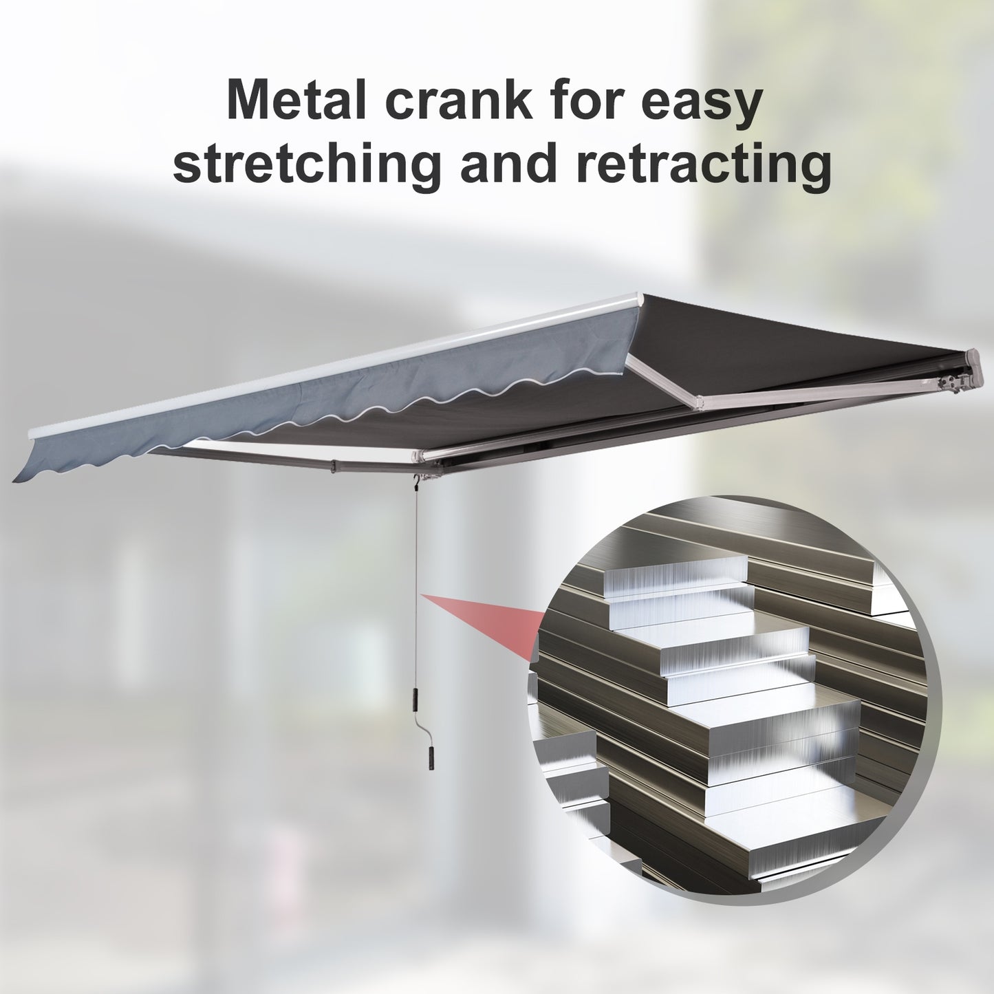 Manual Retractable Awning, size (4m x 3m)-Grey