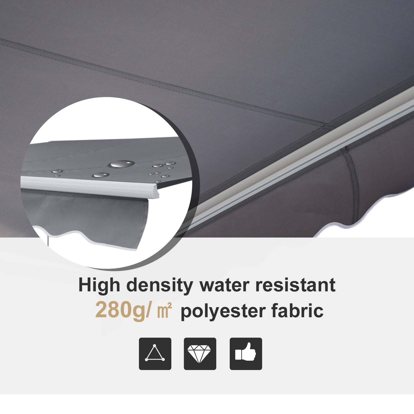 Manual Retractable Awning, size (4m x 3m)-Grey