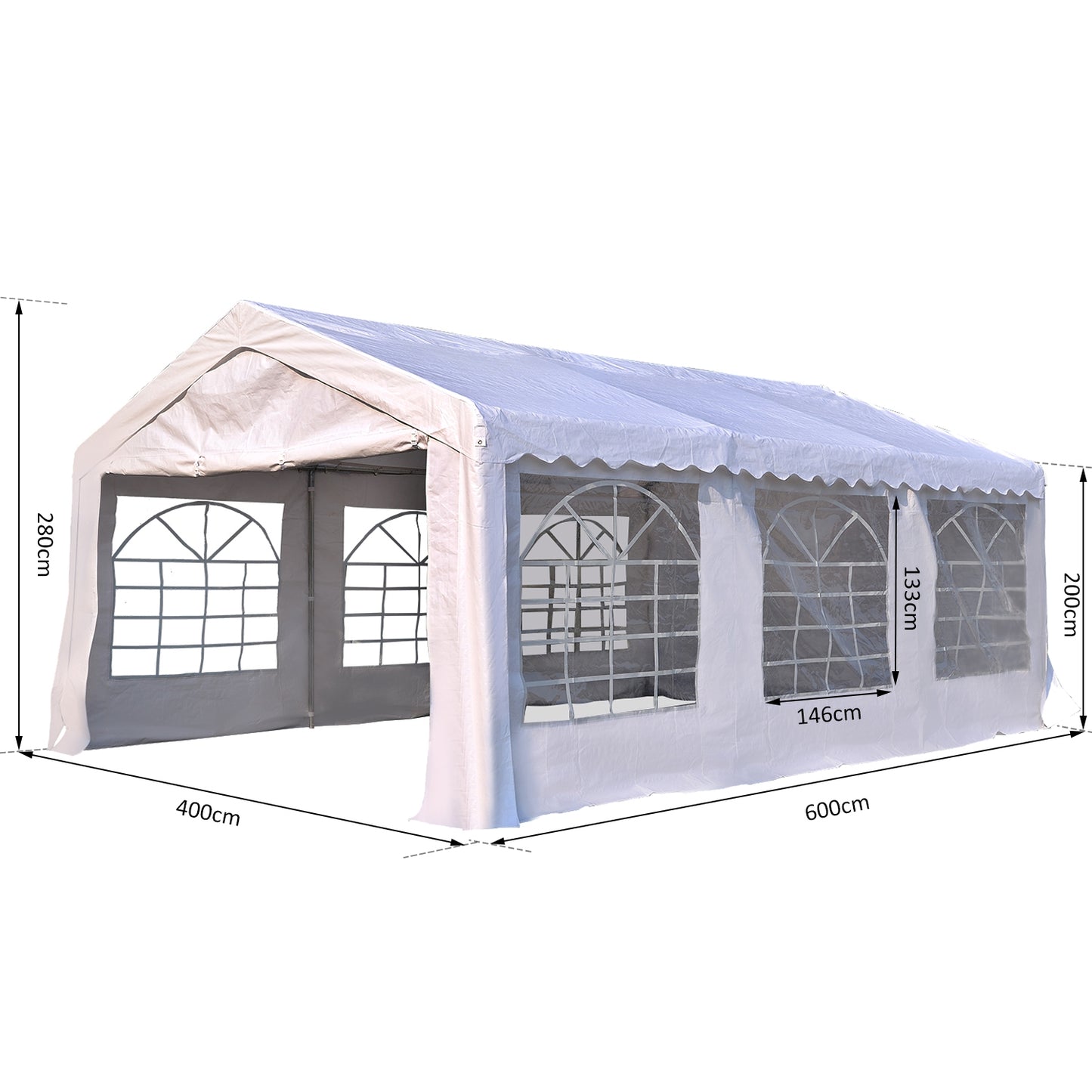 Gazebo, Steel Frame, Water Resistant, size 6x4 m-Whtie