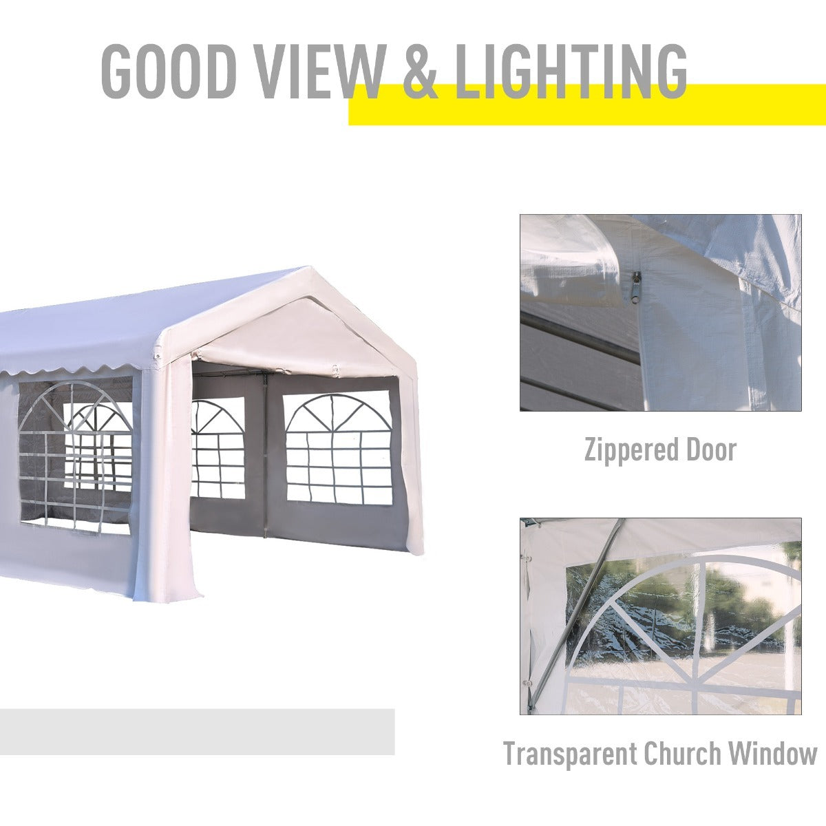 Gazebo, Steel Frame, Water Resistant, size 6x4 m-Whtie