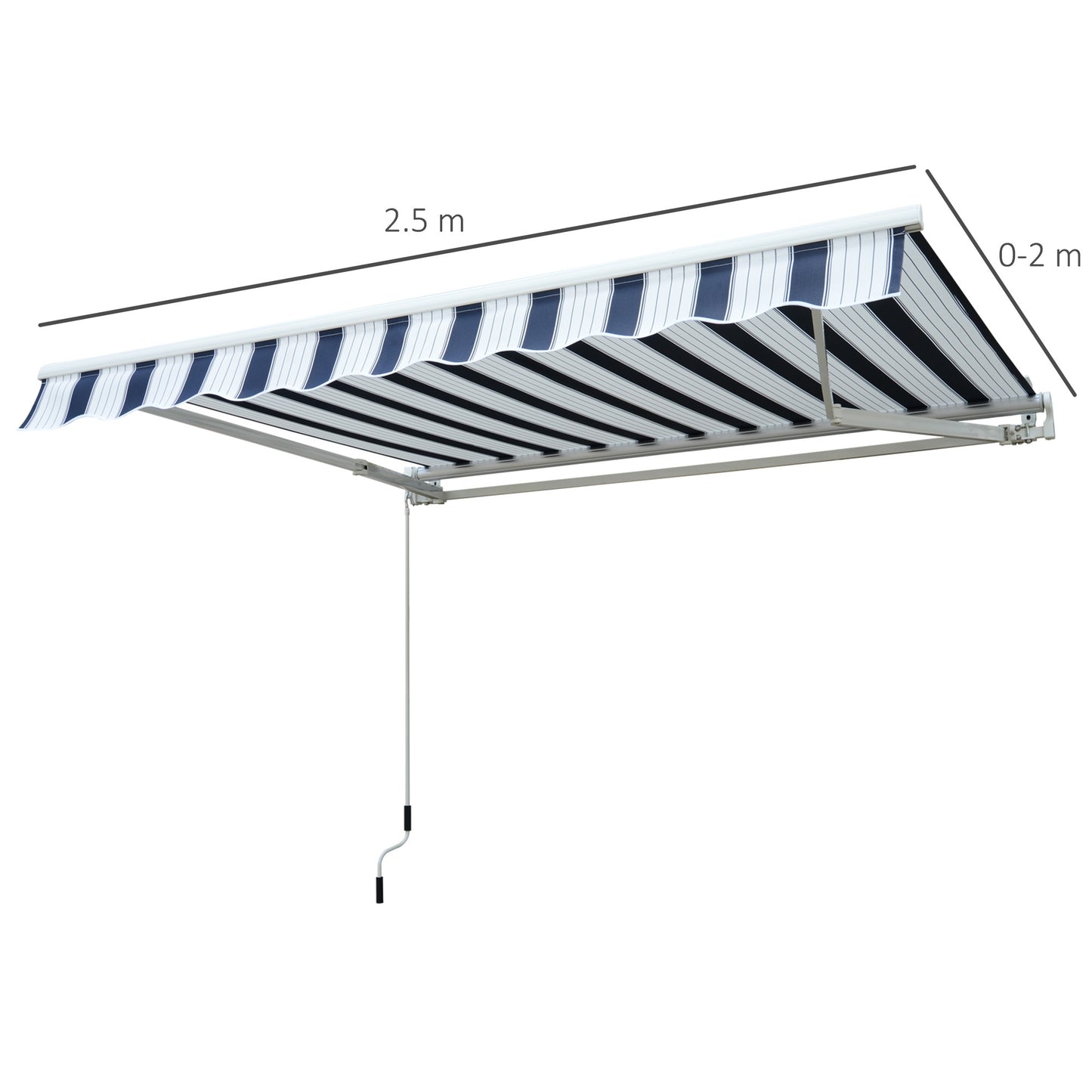 Retractable Awning, 2.5x2 m-Blue/White Strips