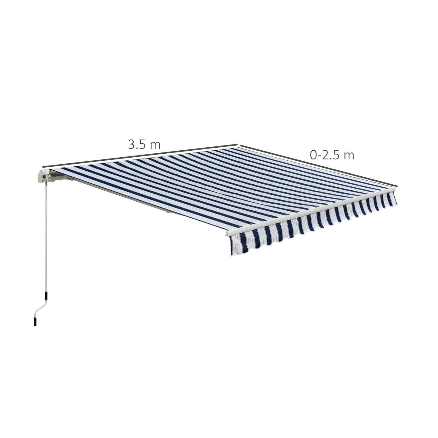 Manual Retractable Awning, 3.5x2.5 m-Blue/White