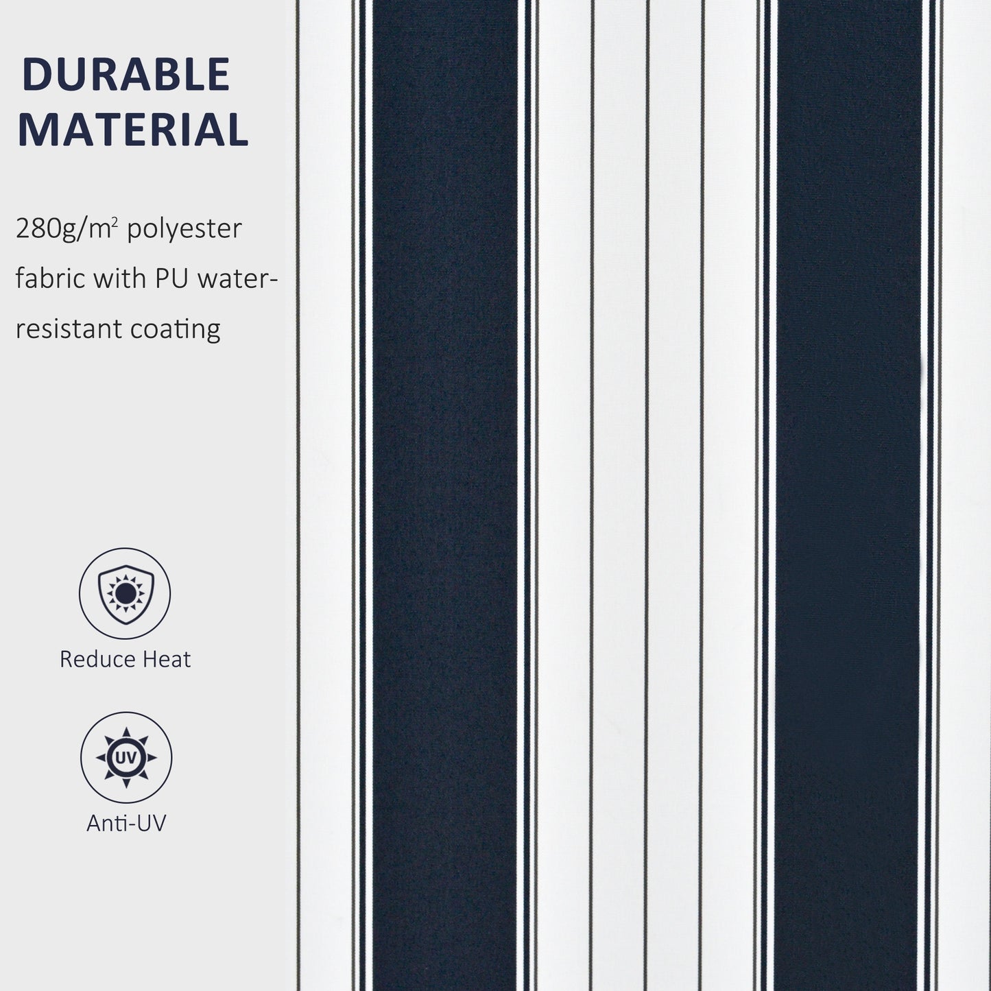 Manual Retractable Awning, 3.5x2.5 m-Blue/White