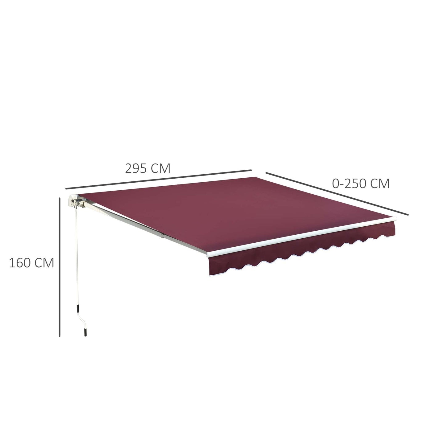Manual Retractable Awning, 3x2.5 m-Red