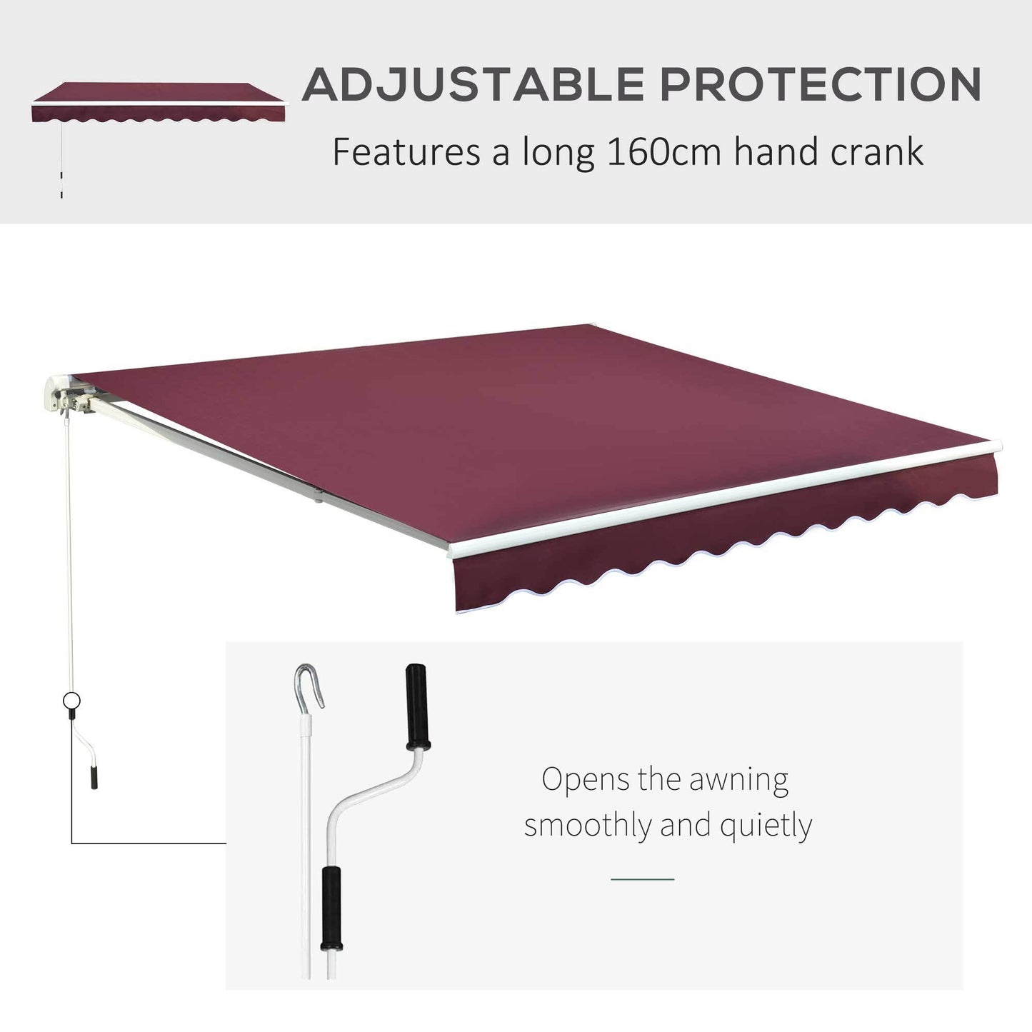 Manual Retractable Awning, 3x2.5 m-Red