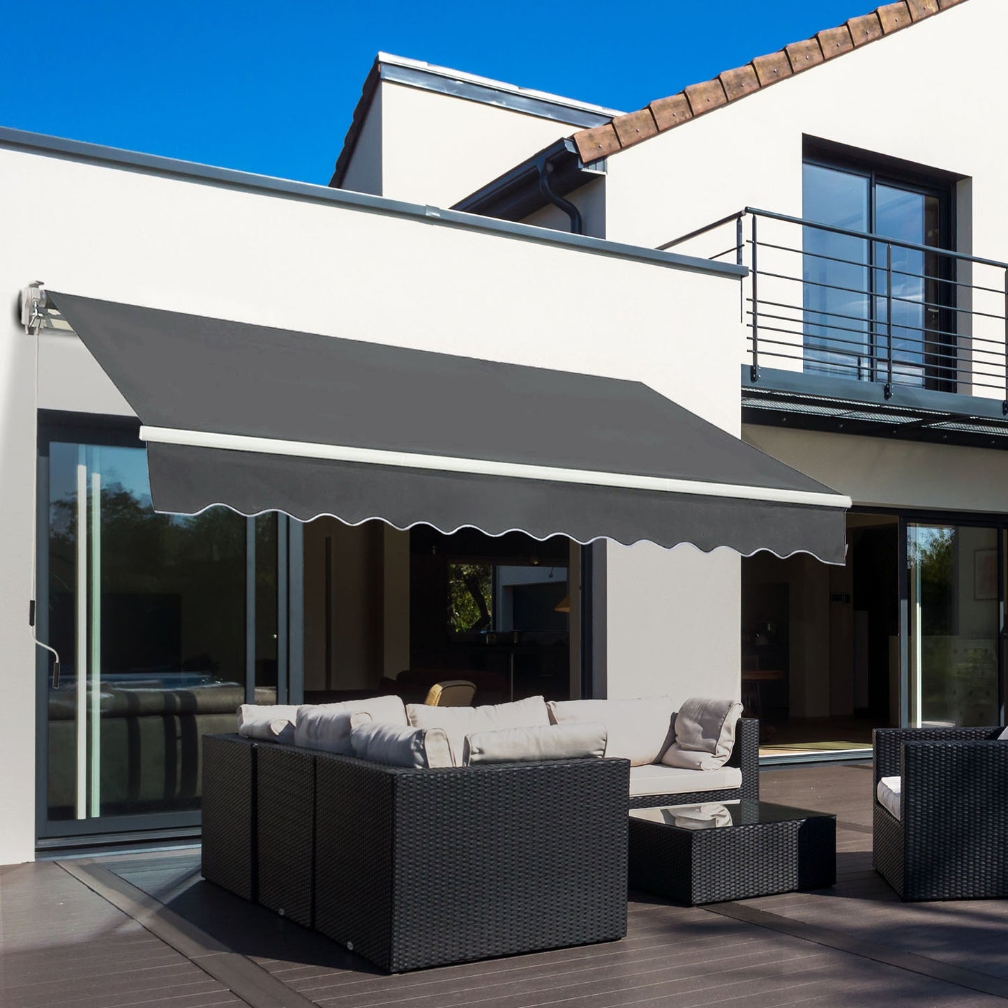 3.5M x 2.5M Manual Awning Canopy Retractable Sun Shade Shelter