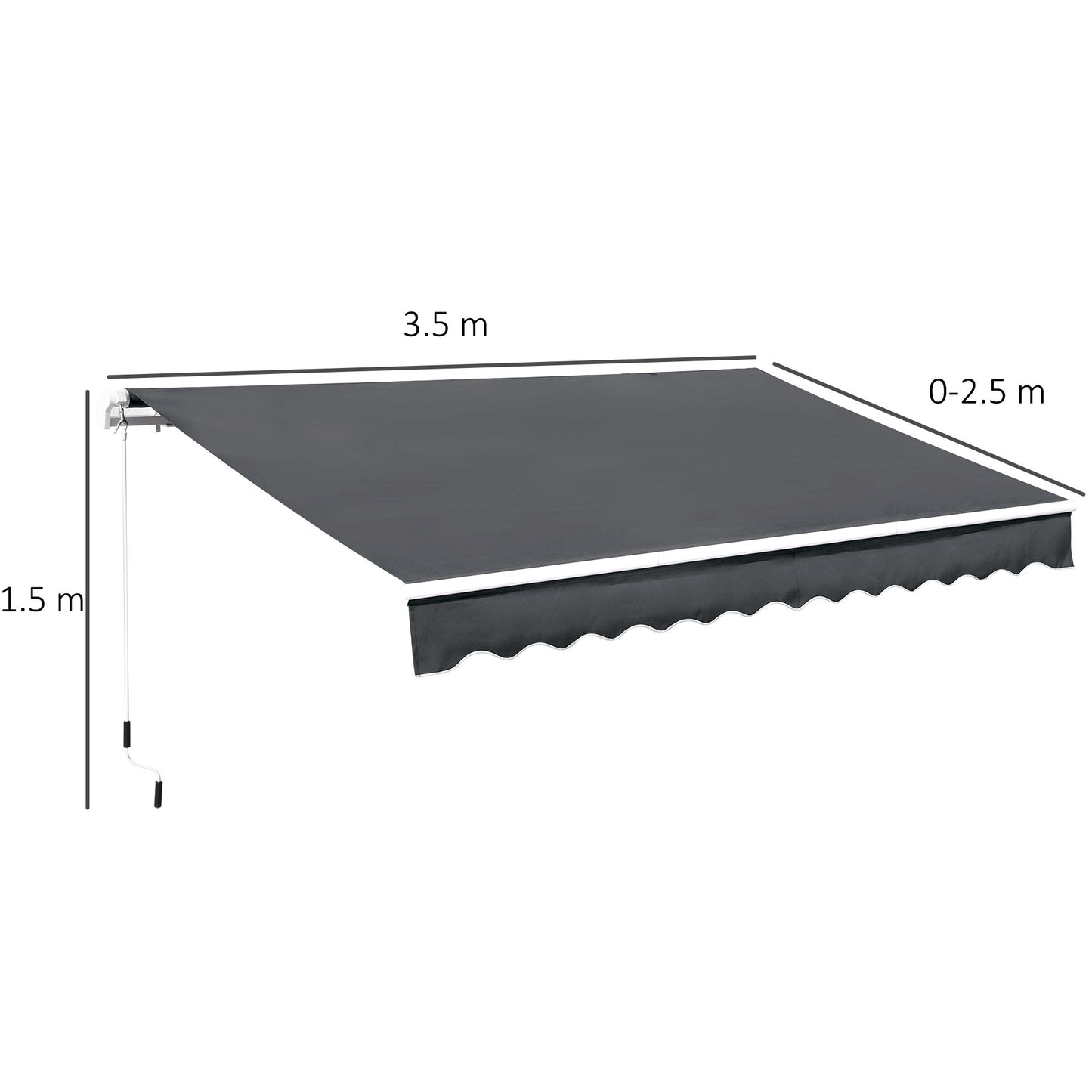 3.5M x 2.5M Manual Awning Canopy Retractable Sun Shade Shelter