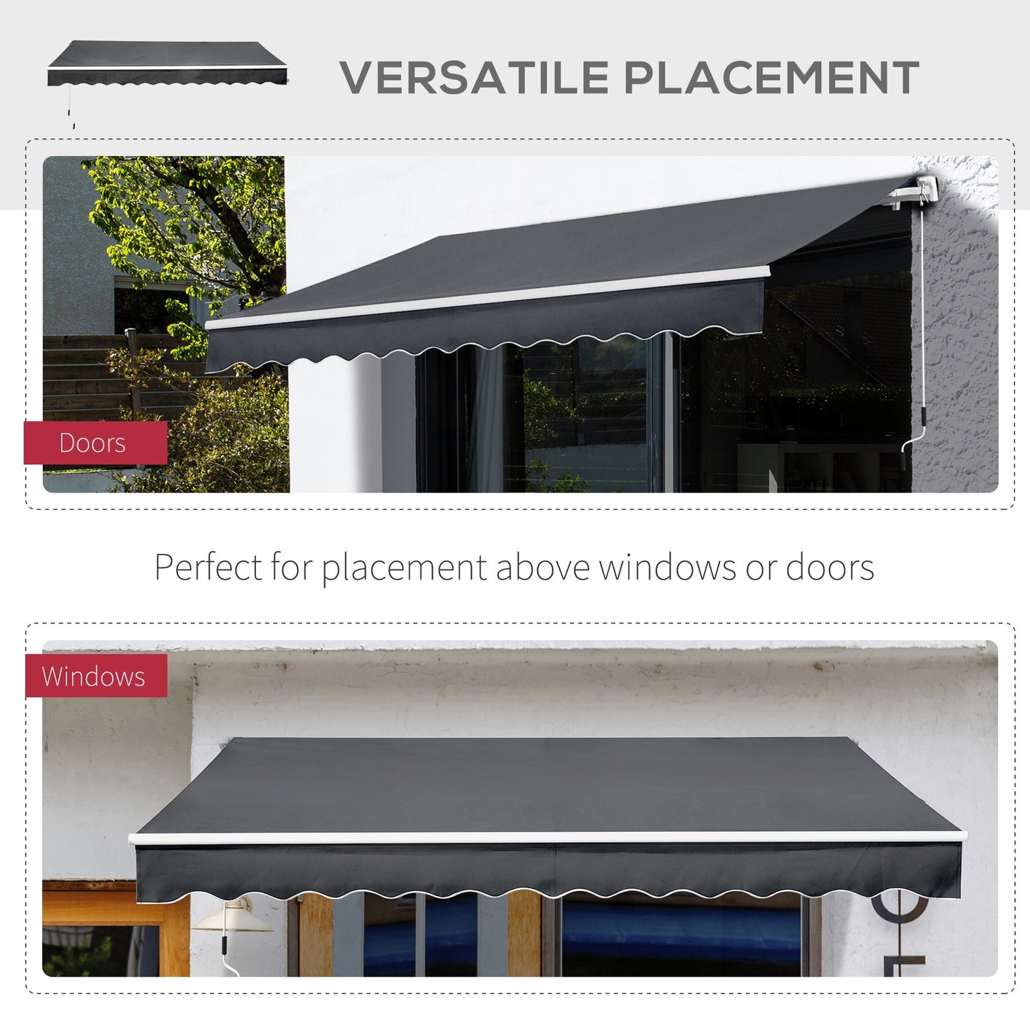 3.5M x 2.5M Manual Awning Canopy Retractable Sun Shade Shelter