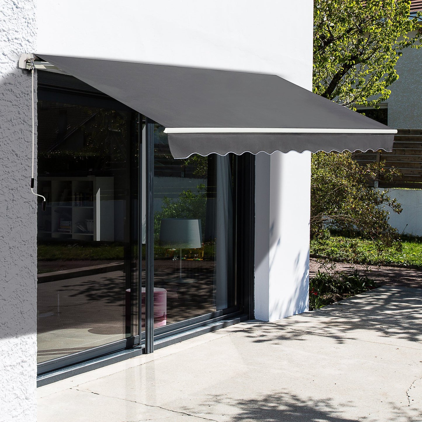 4x2.5m Manual Awning Window Door Sun Weather Shade w/ Handle Grey