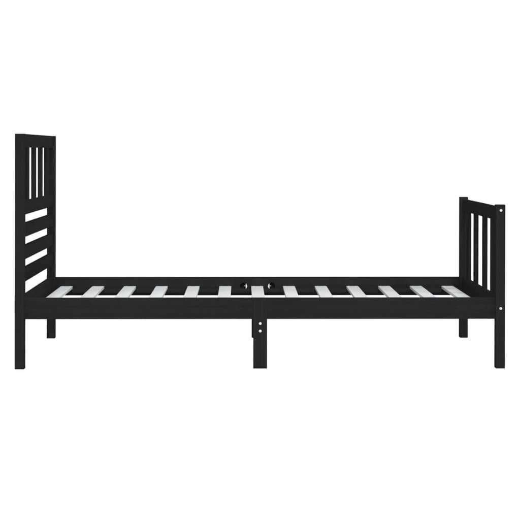 Bed Frame Black Solid Wood 75x190 cm 2FT6 Small Single