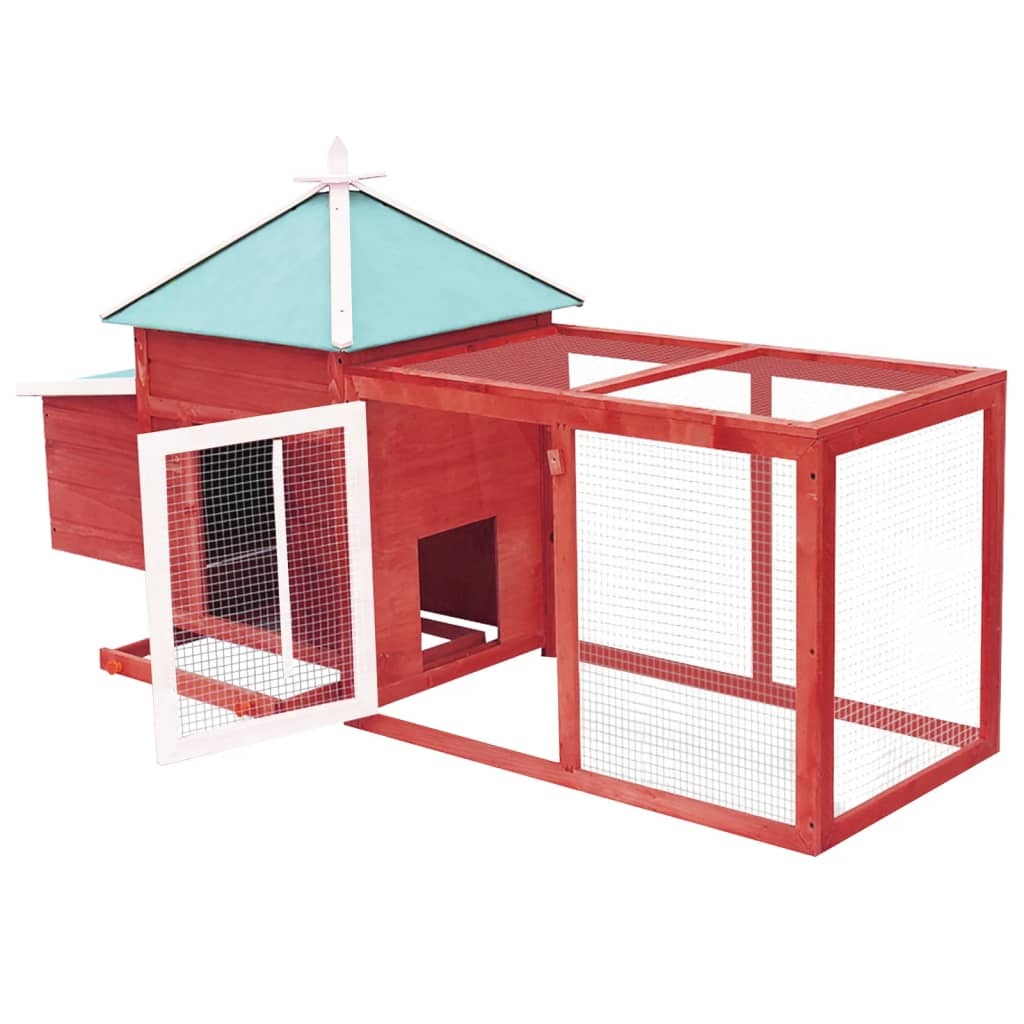 Chicken Coop with Nest Box Red 193x68x104 cm Solid Firwood