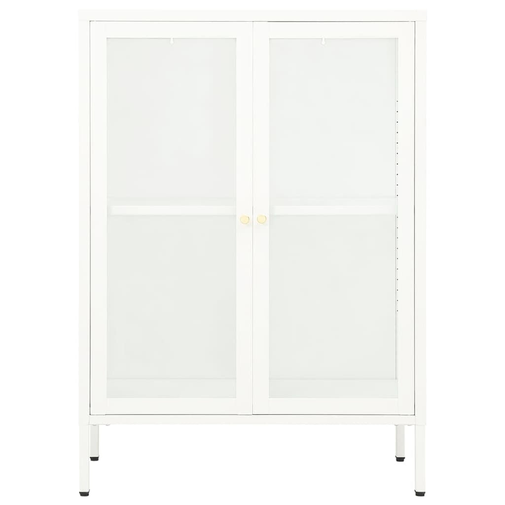 Sideboard White 75x35x105 cm Steel and Glass