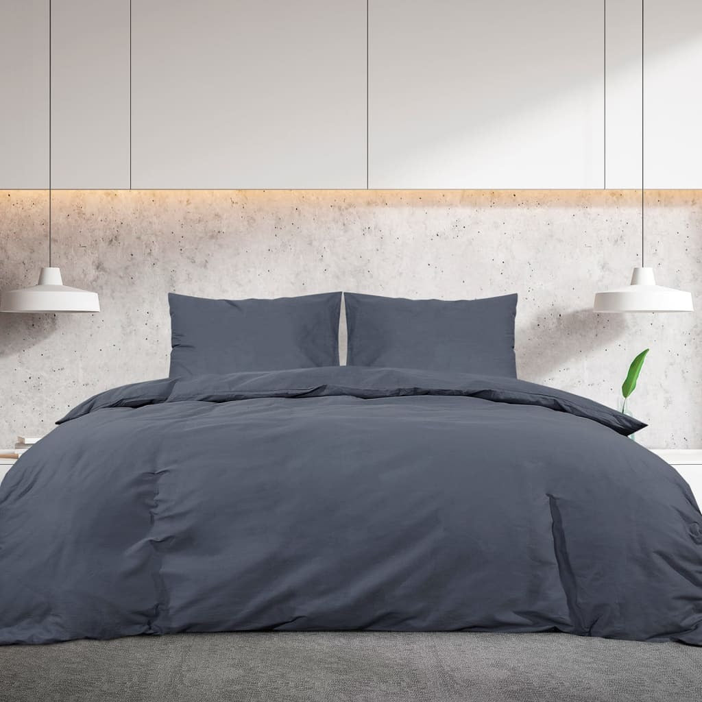 Duvet Cover Set Anthracite 240x220 cm Cotton