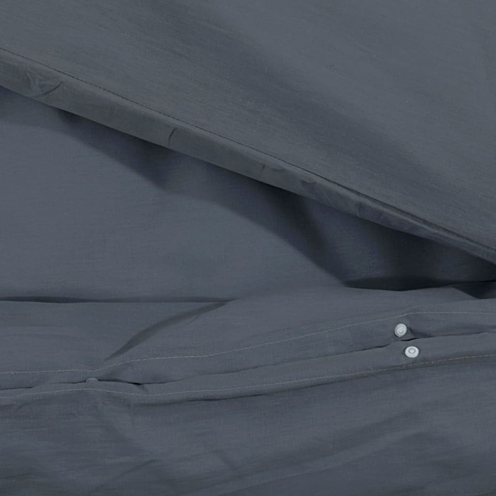 Duvet Cover Set Anthracite 240x220 cm Cotton